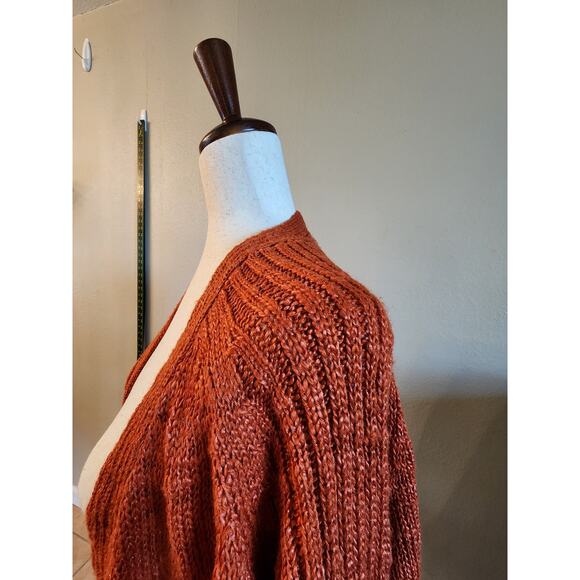 Chico's Women's Orange Open Cardigan Sweater SZ 2 Fall Autumn - Picture 6 of 13